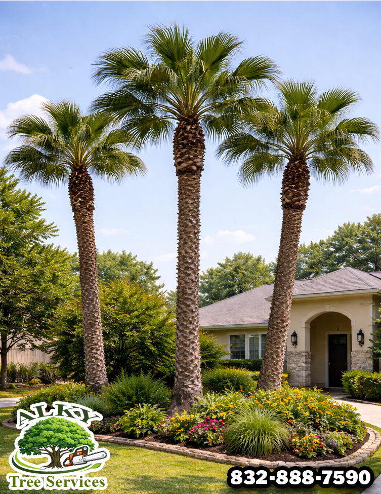after photo of palm tree trimming service in Houston and surrounding areas